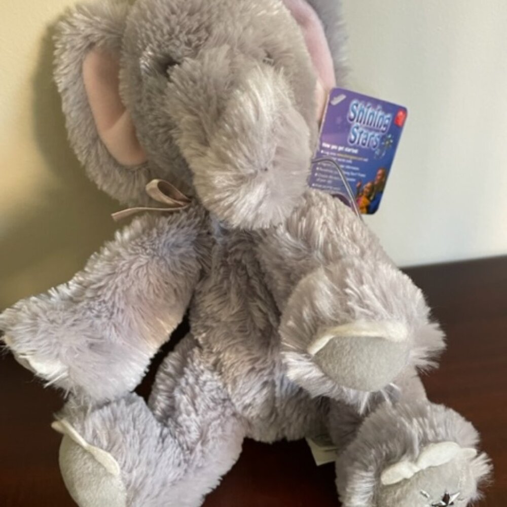 Russ Berrie  Shining Stars Gray Elephant Shine Plush Stuffed Animal 8” NWT VTG